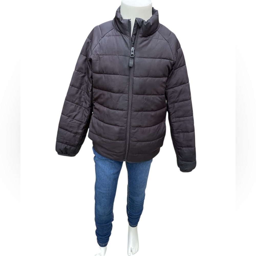 Wonder Nation | Girls Lightweight Puffer Jacket | Black |  S 6-6X